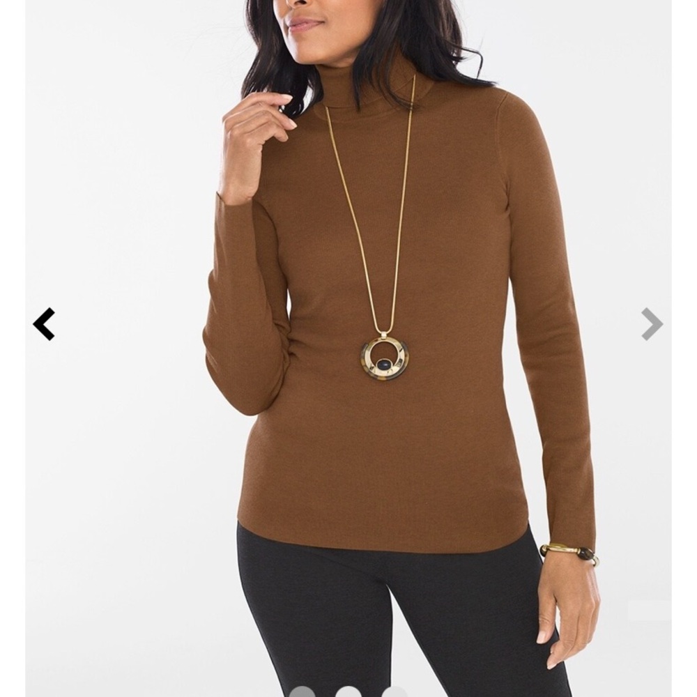 Chicos Size 2 comfortable brown turtleneck in great condition.